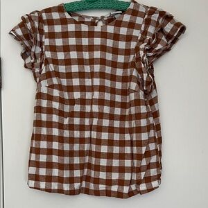 a new day Brown and White Gingham Blouse